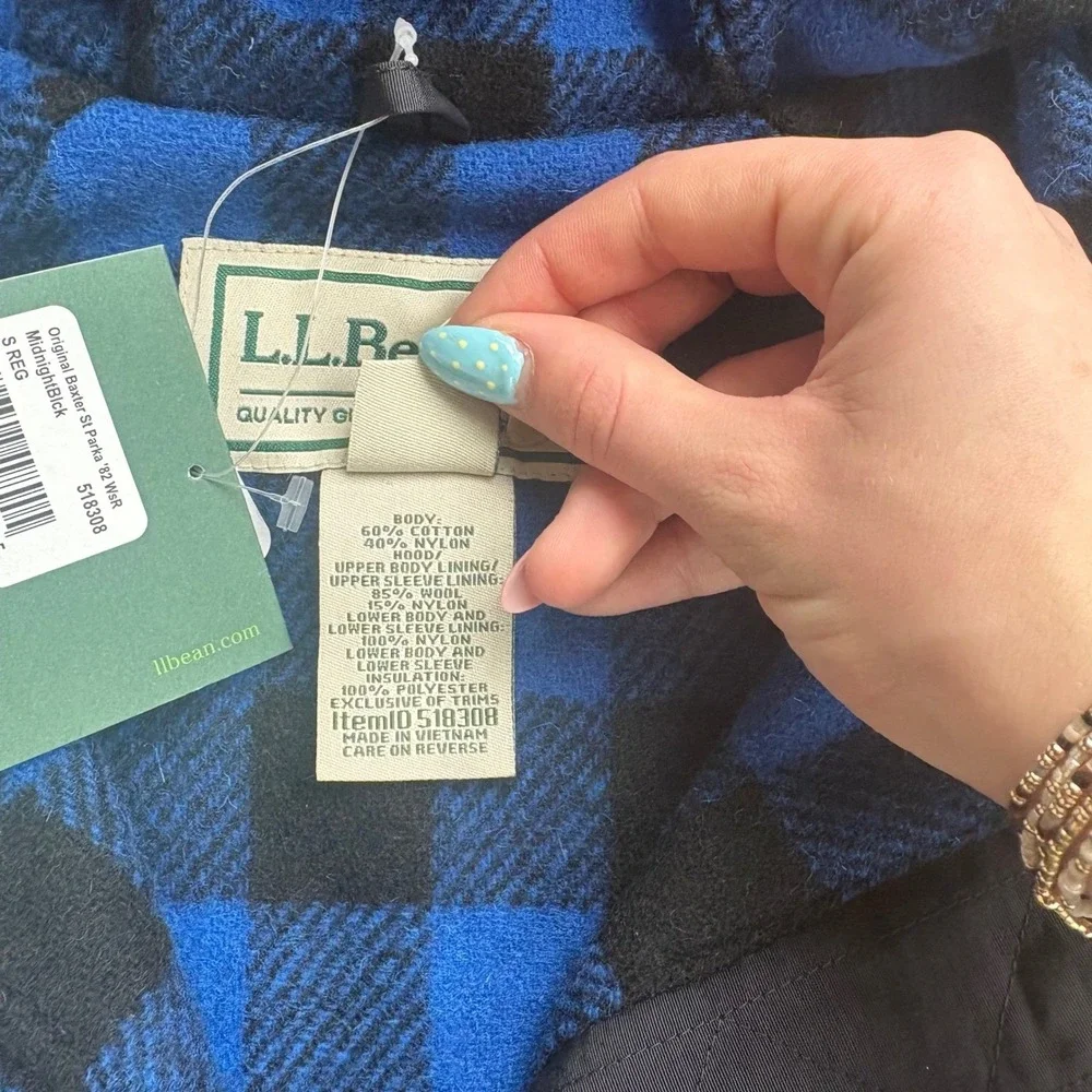 LL Bean Original Baxter State Parka 82 Midnight Black Blue Plaid Lining Sz small - Picture 5 of 6